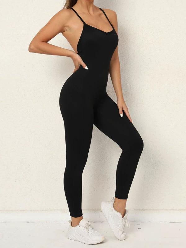 Women's Camo Athletic Jumpsuit - Cross Strap & High Waist Design by Lady Ros
