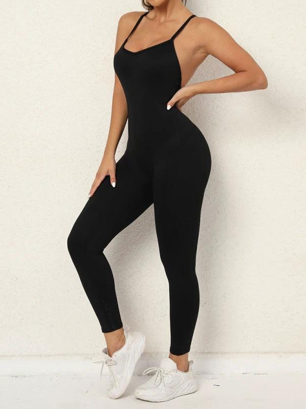 Women's Camo Athletic Jumpsuit - Cross Strap & High Waist Design by Lady Ros
