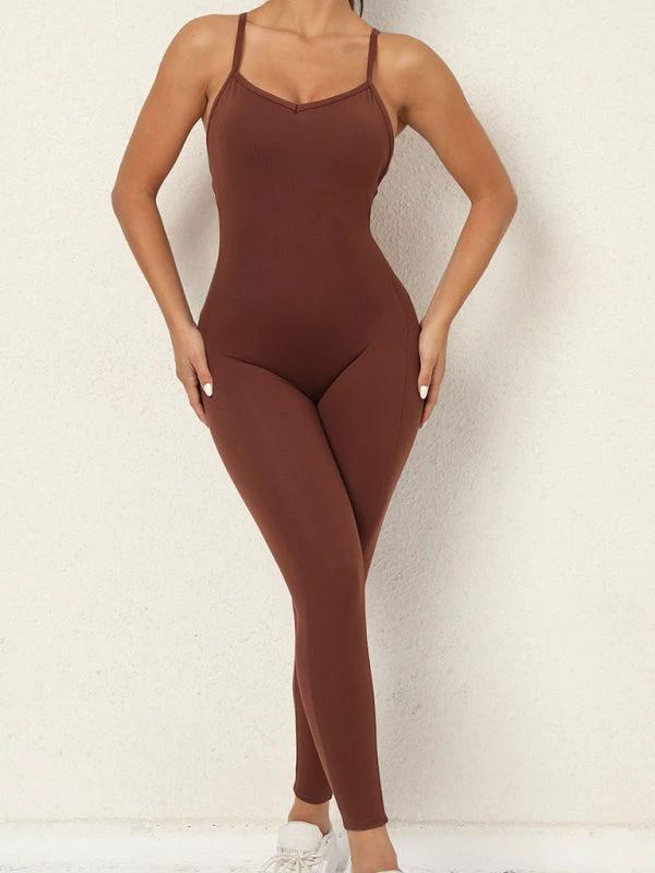 Women's Camo Athletic Jumpsuit - Cross Strap & High Waist Design by Lady Ros