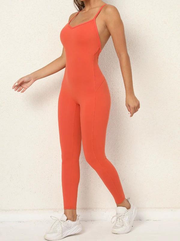 Women's Camo Athletic Jumpsuit - Cross Strap & High Waist Design by Lady Ros