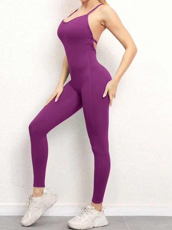 Women's Camo Athletic Jumpsuit - Cross Strap & High Waist Design by Lady Ros