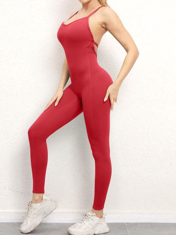 Women's Camo Athletic Jumpsuit - Cross Strap & High Waist Design by Lady Ros