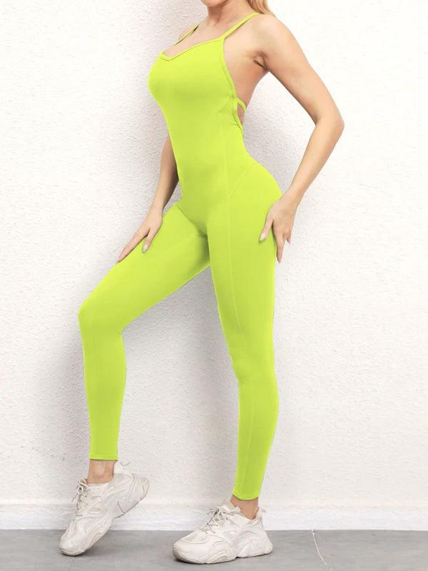 Women's Camo Athletic Jumpsuit - Cross Strap & High Waist Design by Lady Ros