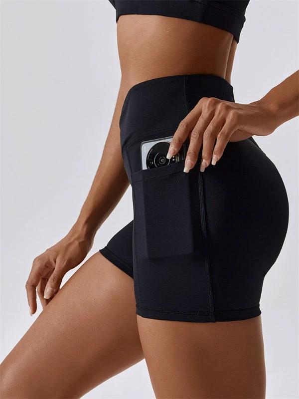 Women's Hip Pocket Crossover Waist Leggings Sports Shorts by Lady Ros