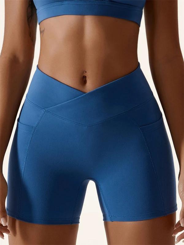 Women's Hip Pocket Crossover Waist Leggings Sports Shorts by Lady Ros