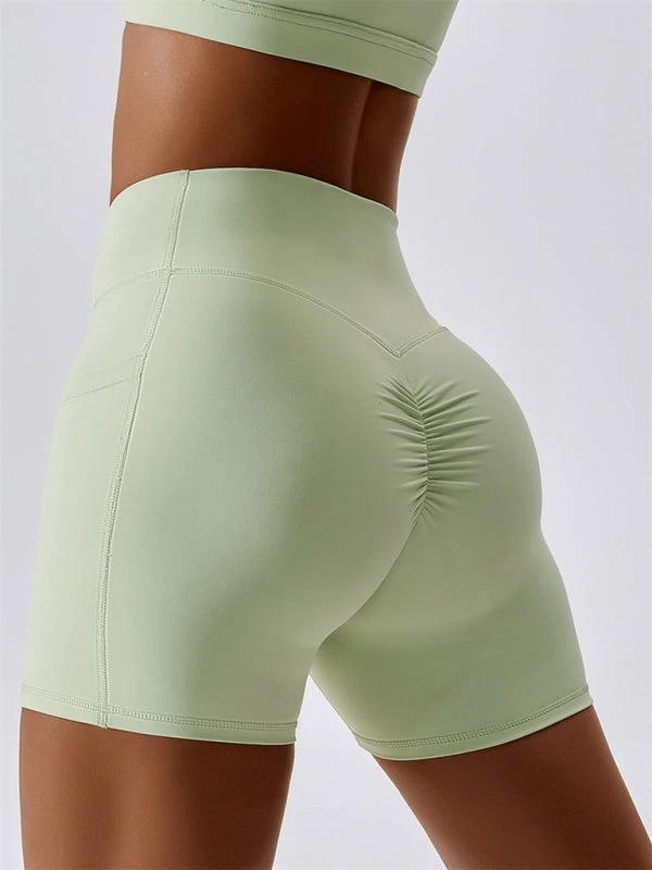 Women's Hip Pocket Crossover Waist Leggings Sports Shorts by Lady Ros