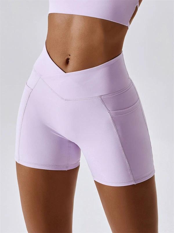 Women's Hip Pocket Crossover Waist Leggings Sports Shorts by Lady Ros