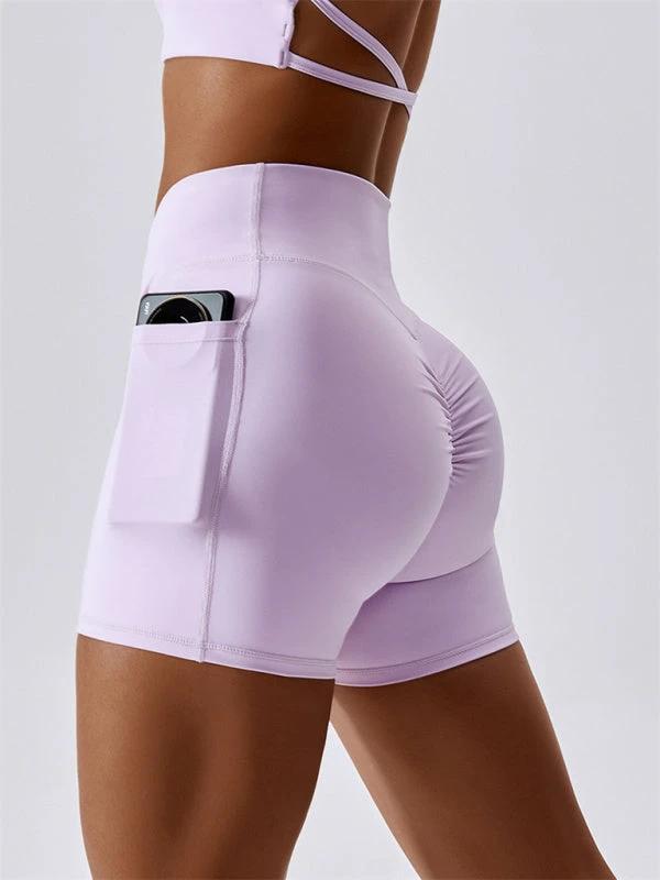 Women's Hip Pocket Crossover Waist Leggings Sports Shorts by Lady Ros
