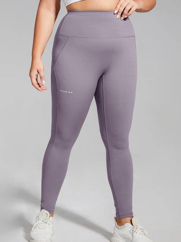 Women's Plus Size Running Sweatpants High Waist Hip Lift Alphabet Quick Dry Yoga Pants by Lady Ros