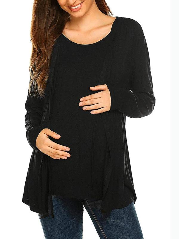 Nursing Top - Long Sleeve Tie Front Breastfeeding Maternity Top by Lady Ros