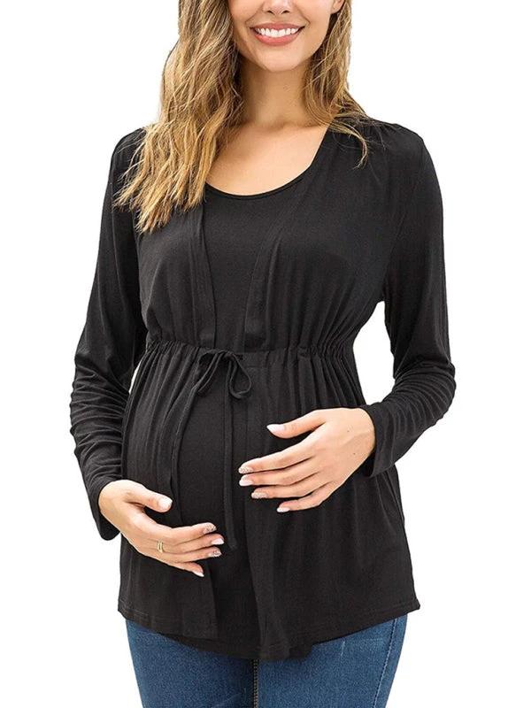 Nursing Top - Long Sleeve Tie Front Breastfeeding Maternity Top by Lady Ros