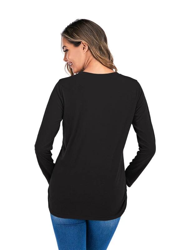 Women's Round Neck Small Feet Print Maternity Top by Lady Ros