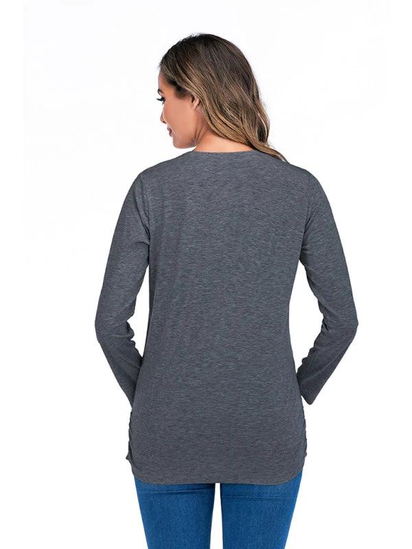 Women's Round Neck Small Feet Print Maternity Top by Lady Ros