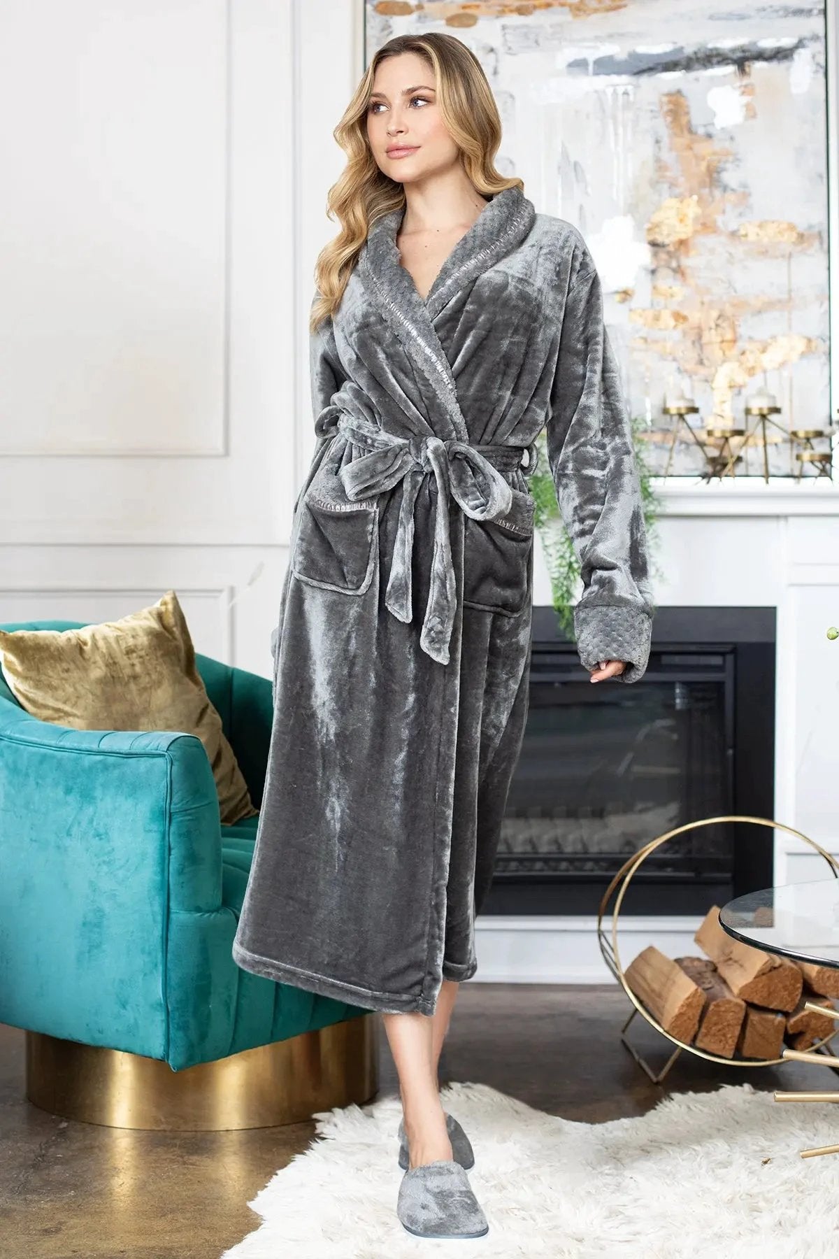 Women's Ultra Soft Plush Bathrobe by Lotus Linen